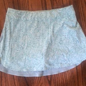 Outdoor Voices Exercise Skort, aqua splatter print, size S